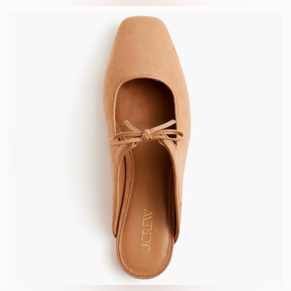 J. Crew Suede Bow-Tie Mule Slides in Tan - Picture 2 of 7